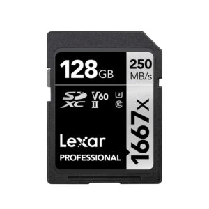 Lexar Professional 1667x SD Card 128GB, SDXC UHS-II Memory Card